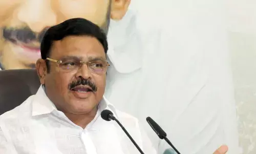 Sattenapalli MLA Ambati Rambabu  addressing a press conference at YSRCP central office in  Tadepalli on Friday