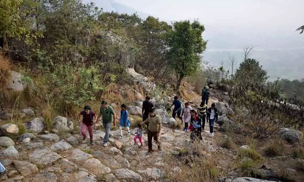 Trekkers at Chandragiri
