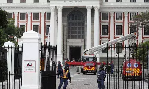 Fire erupts at South African parliament building in Cape Town