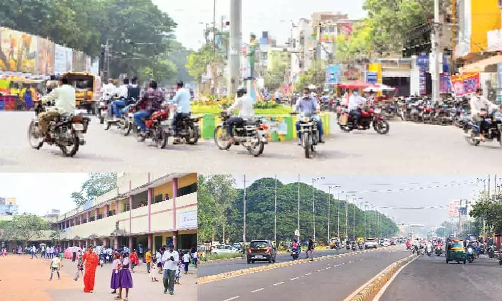 A junction in Durgapuram Colony; High school in the colony; BRTS road in Durgapuram