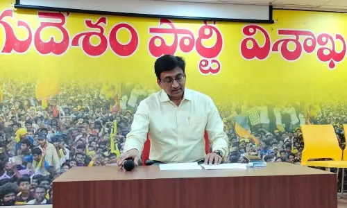 TDP medical cell president Dr Suresh Somayajula speaking to the media in Visakhapatnam on Wednesday