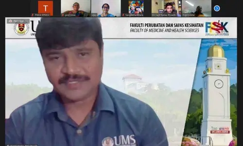 Dr Pasupuleti Visweswara Rao of University of Malaysia Sabah addressing the conference virtually on Thursday