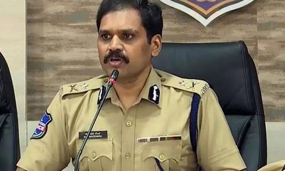Cyberabad Police Commissioner Stephen Ravindra addressing a press conference at the Commissionerate on Friday