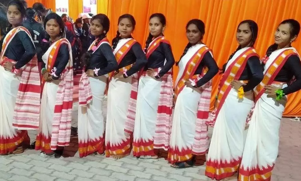 Tribal girls from Visakhapatnam performed Dhimsa dance at the 13th Tribal Exchange Programme in Ranchi