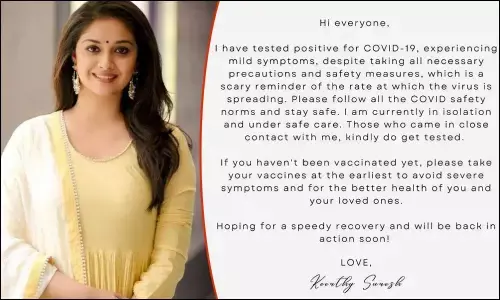 Mahanati Fame Keerthy Suresh Tests Positive For Covid-19