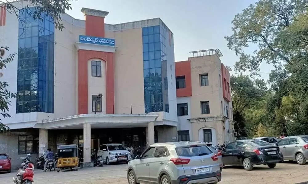 A view of Ambedkar Bhavan at the Collectorate campus in Chittoor