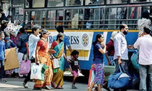 Anantapur Bus Station bustling with passengers, who are on their way to native places, on Wednesday.