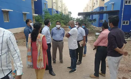 District Collector P Koteswara Rao inspecting Tidco Covid care centre in Kurnool on Wednesday.