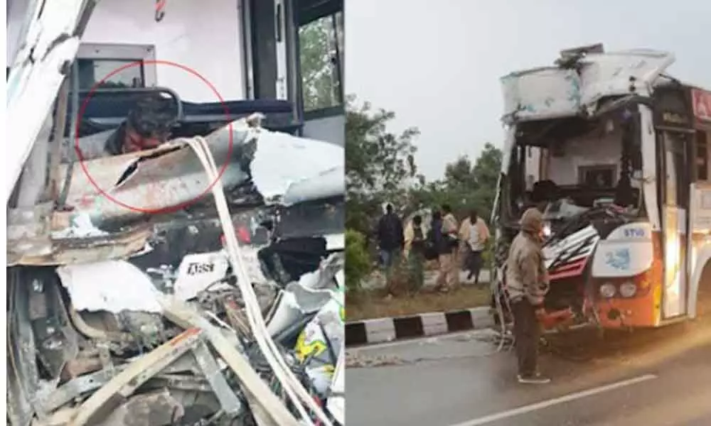 RTC driver dies after bus rams into container