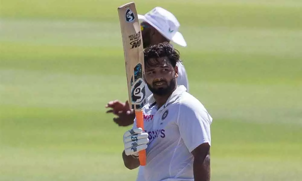 India’s Rishabh Pant celebrates his 100 during the third day of the third and final Test against Proteas in Cape Town, South Africa on Thursday
