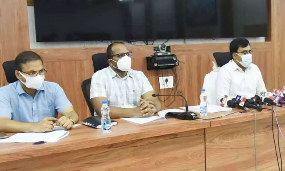 District Collector K V N Chakradhar Babu addressing media at the Collectorate in Nellore on Friday