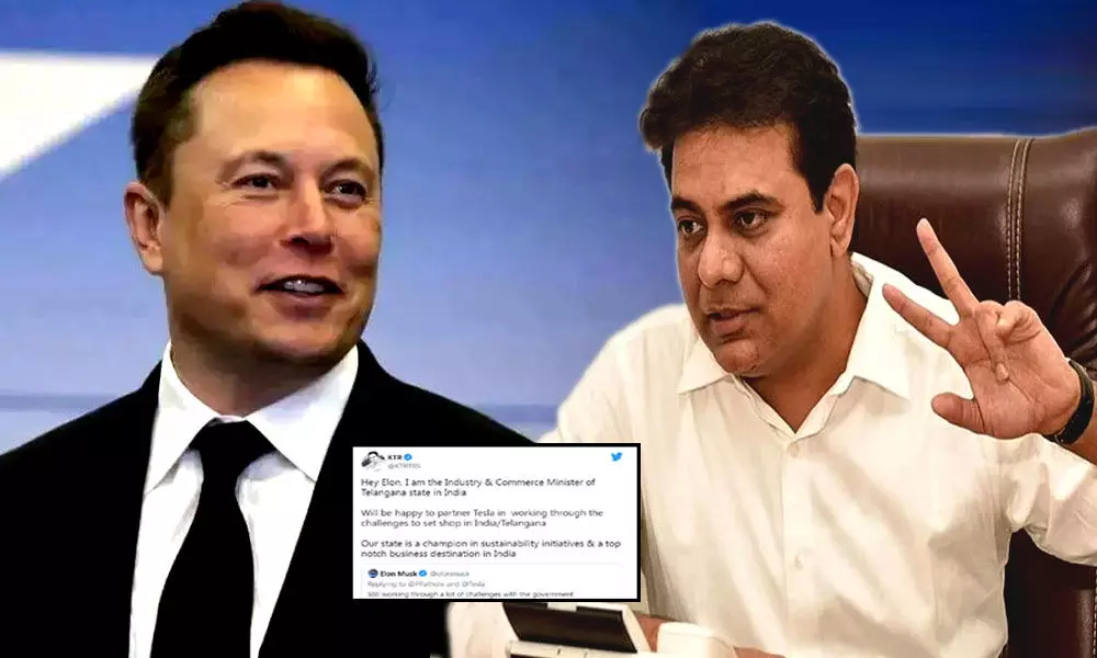 KTR responds to Elon Musks tweet on setting up Tesla company, says Telangana is haven for investment