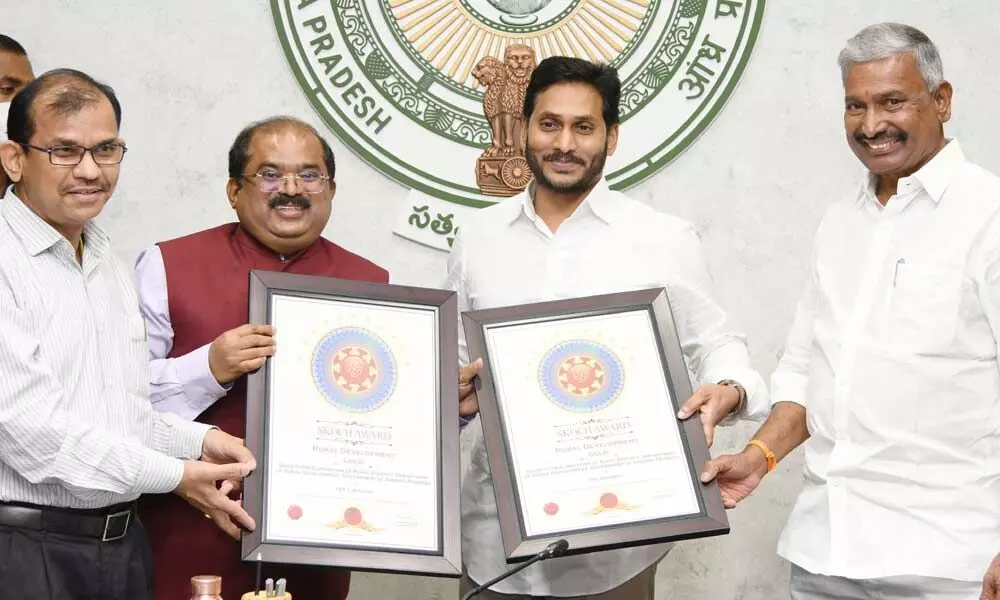 CM YS Jagan Mohan Reddy congratulates Peddireddy, officials for Skoch award