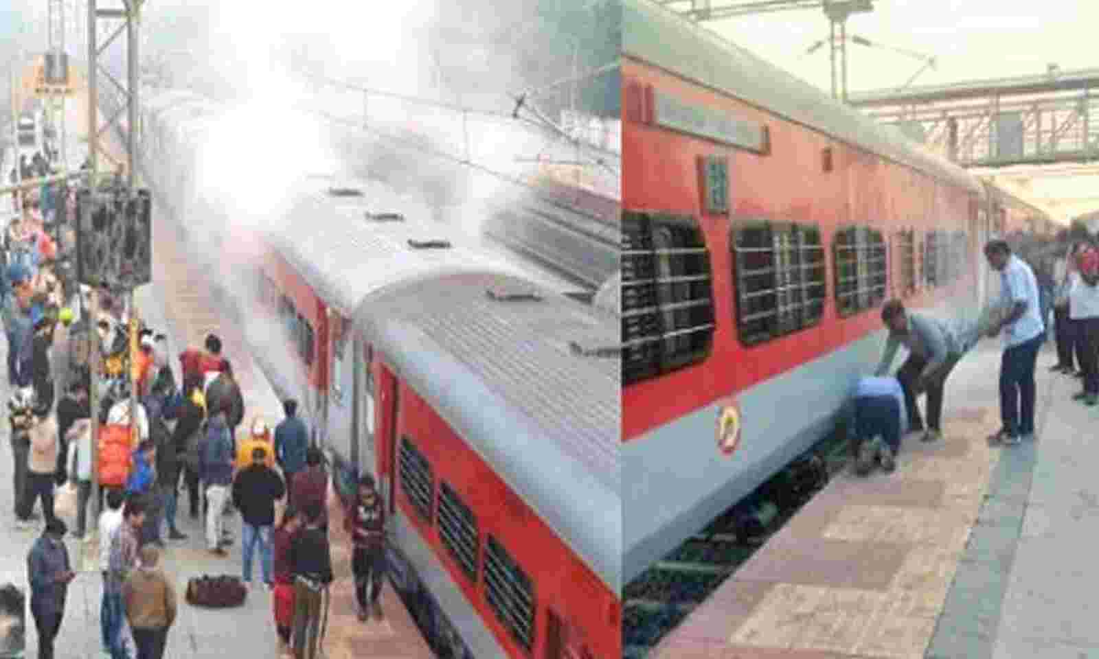 Smoke from Visakha-Delhi AP express train triggers panic in passengers near  Nekkonda