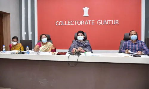 Joint Collector Rajakumari addressing a meeting at the Collectorate in Guntur city on Friday