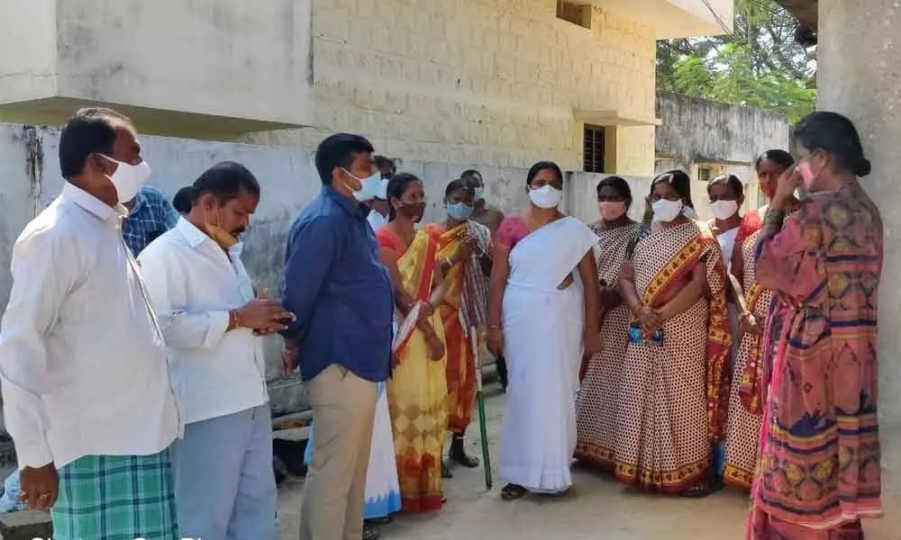 Bhootpur MPP Kadire Sekhar Reddy supervising the fever survey in Bhootpur mandal on Saturday