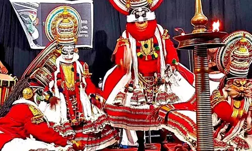A Kathakali performance held at Nalpathenneswaram temple in Alappuzha district on January 7