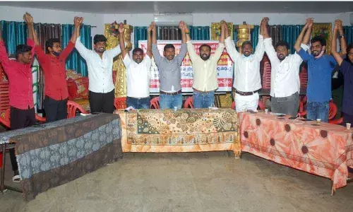 Youth and student organisations leaders speaking at a roundtable conference at CPI office in Tirupati on Saturday