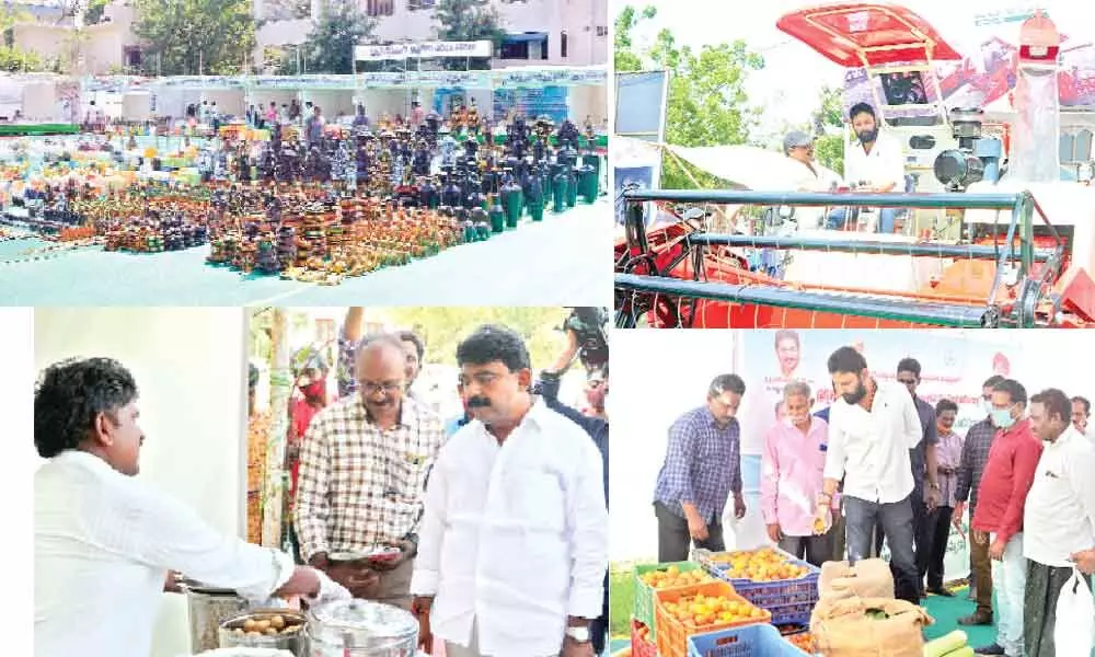 Terracota and other household articles displayed at the expo 		  Photos: Ch Venkata Mastan; Kodali Nani trying his hand at a tractor in the exhibition; Minister for I&PR Perni Venkataramaiah going around the HMTV Agri Expo; Minister for Civil Supplies Kodali Sri Venkateswara Rao (Nani) inaugurating HMTV Agri Expo at Siddhartha Hotel Management College in Vijayawada on Friday
