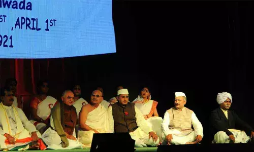 Artistes performing in a historical drama ‘Swatantrya Sagraman’ at Ghantasala Venkateswara Rao Government College of Music and Dance in Vijayawada  	Photo: Ch Venkata Mastan