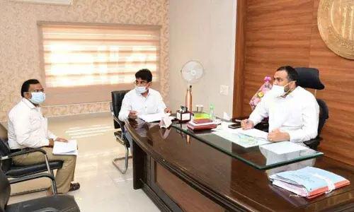 Collector RV Karnan speaking at the District Industrial Promotion Committee meeting in Karimnagar on Friday