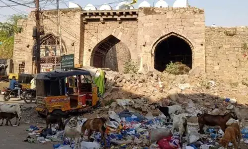 Damaged structure at Moti Darwaza awaits repairs