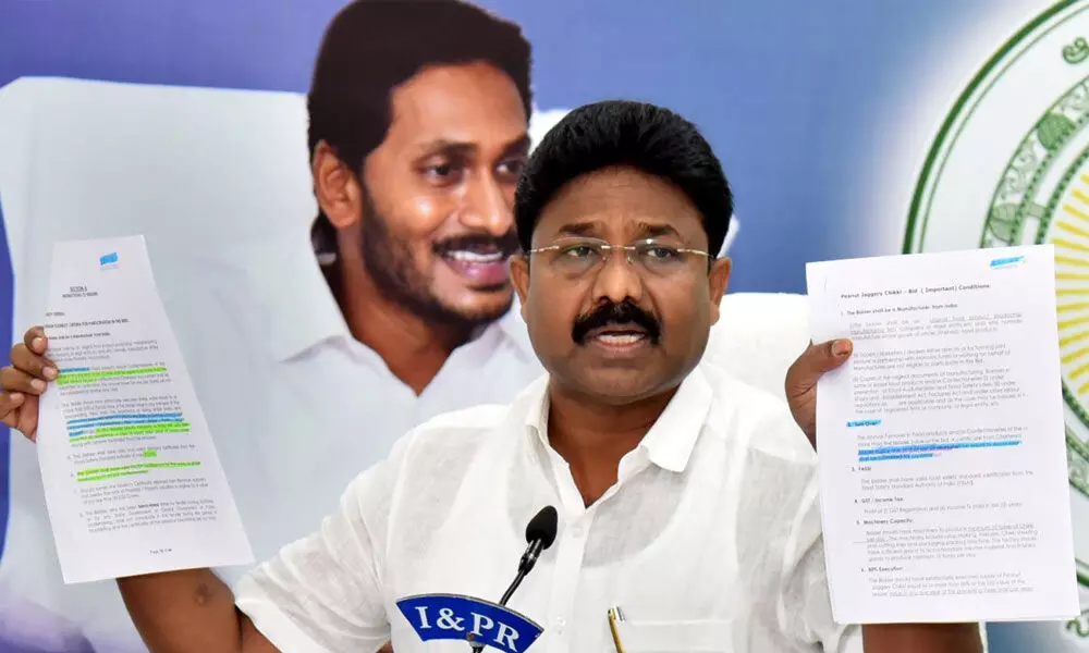 Minister for education Audimulapu Suresh addressing  a press conference at  the Secretariat on Tuesday