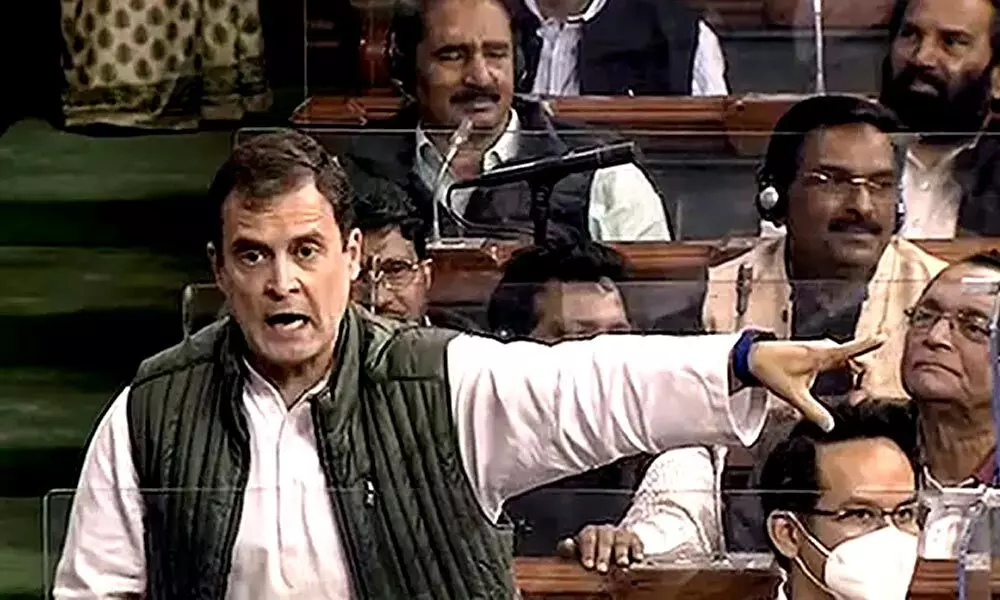 Congress leader Rahul Gandhi in Parliament