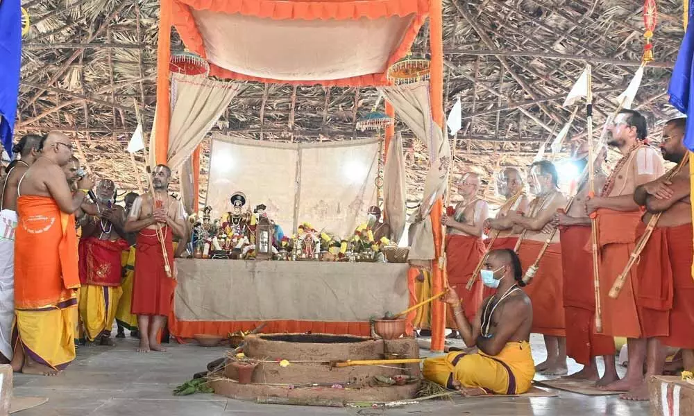 Sri Lakshmi Narayana Maha Yagna is under way at Muchintal on Thursday