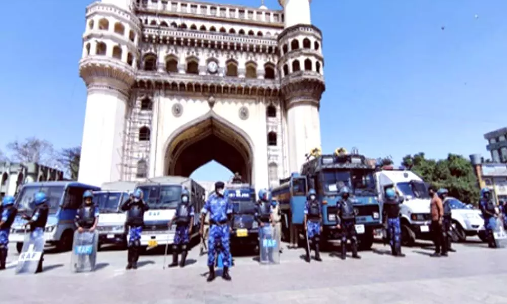 Tension prevails at Charminar after protest against attack on AIMIM chief