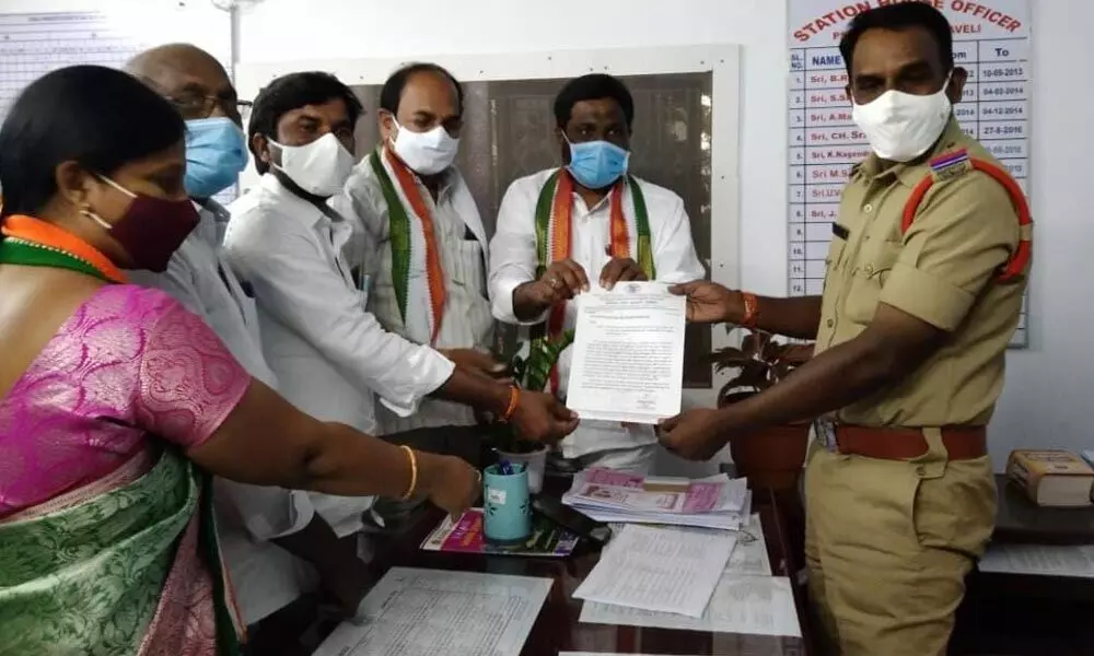 Khammam city Congress president MD Javeed lodges a complaint against CM KCR over his comments on the Indian Constitution on Saturday