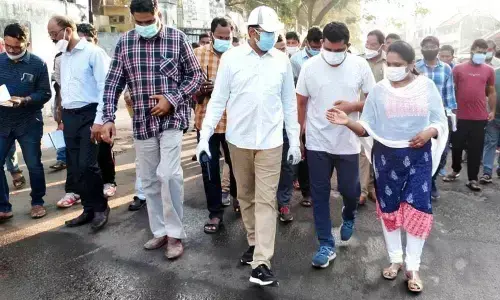 GVMC Commissioner G Lakshmisha instructing officials in Visakhapatnam on Saturday