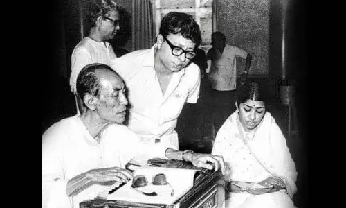 Lataji with composers Sachin Dev Burman and Rahul Dev Burman, who she called Dada and ‘Pancham’