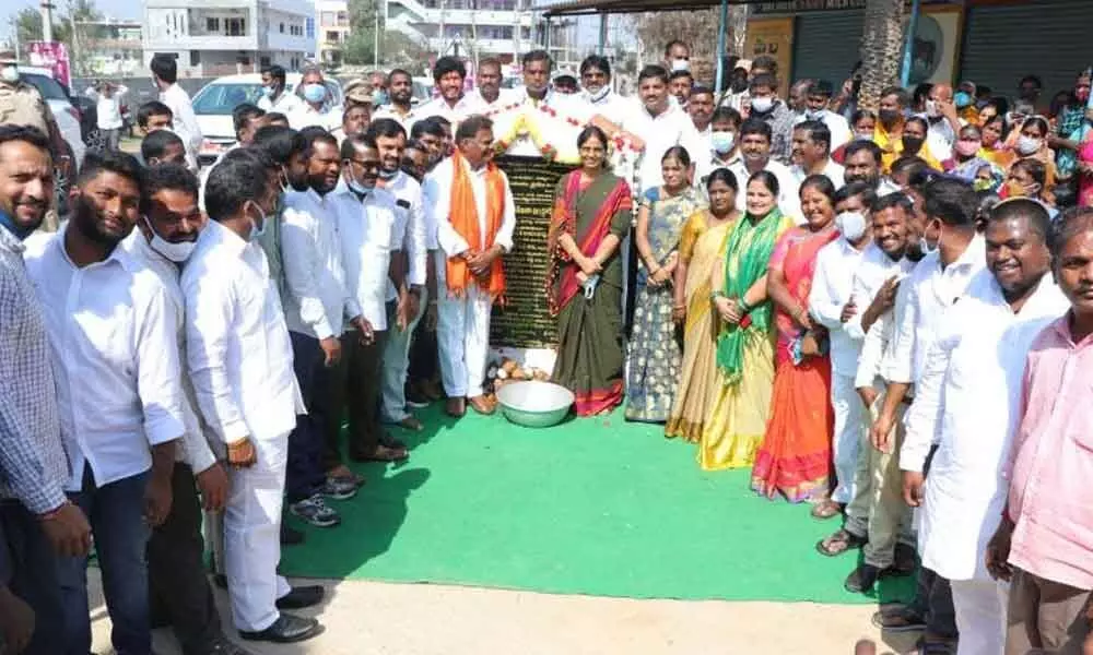 Education Minister Sabitha Indra Reddy laid foundation stone for several development works in Maheshwaram constituency on Monday
