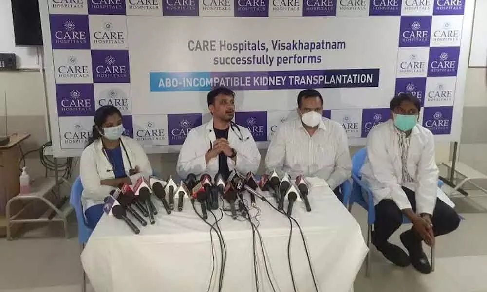 A team of doctors explain about the recent rare kidney transplant in Visakhapatnam