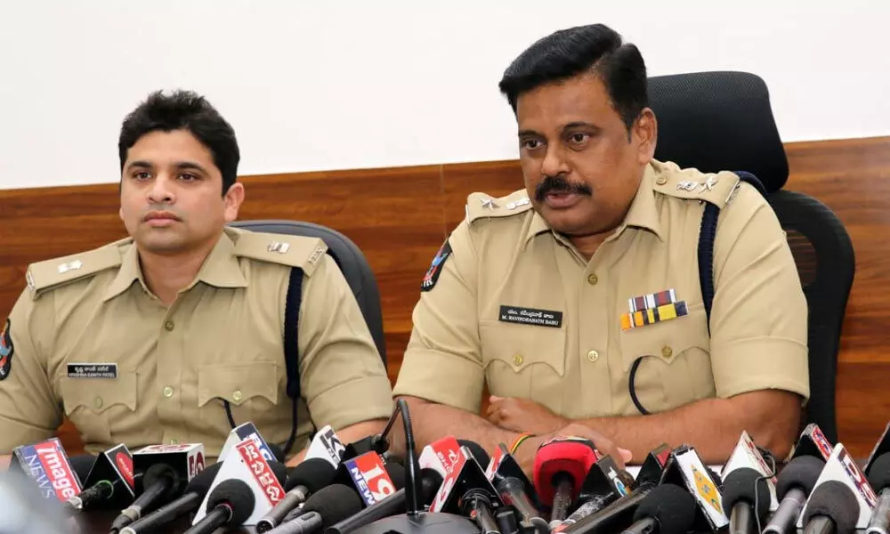 District Superintendent of Police M Ravindranath Babu addressing the media in Kakinada on Tuesday