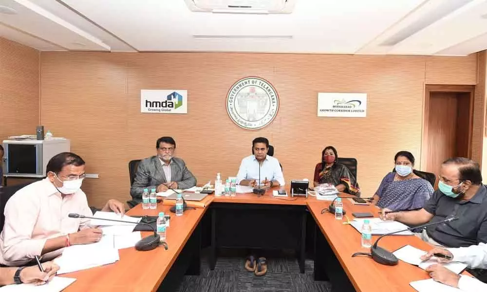 Municipal Administration and Urban Development Minister KT Rama Rao chaired the review meeting