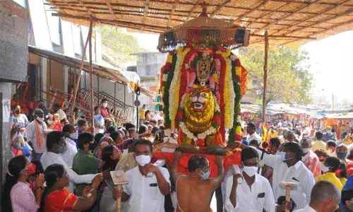 Lord Lakshmi Narasimha Swamy on Simha Vahana Seva