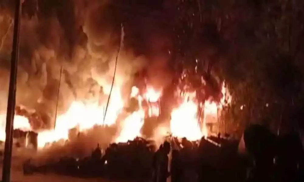 Massive fire breaks out at storage yard at Venkatapuram