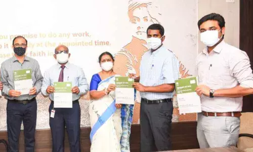 District Collector M Hari Narayanan releasing PLCP at the Collectorate in Chittoor on Monday