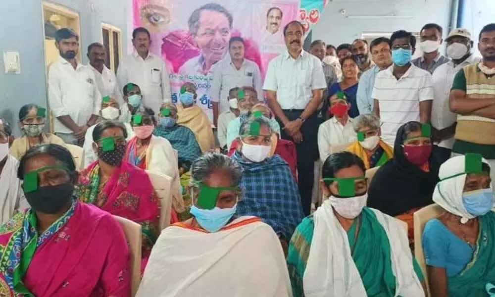 Free eye surgeries were conducted at Jagtial on the occasion of CM KCRs birthday on Thursday