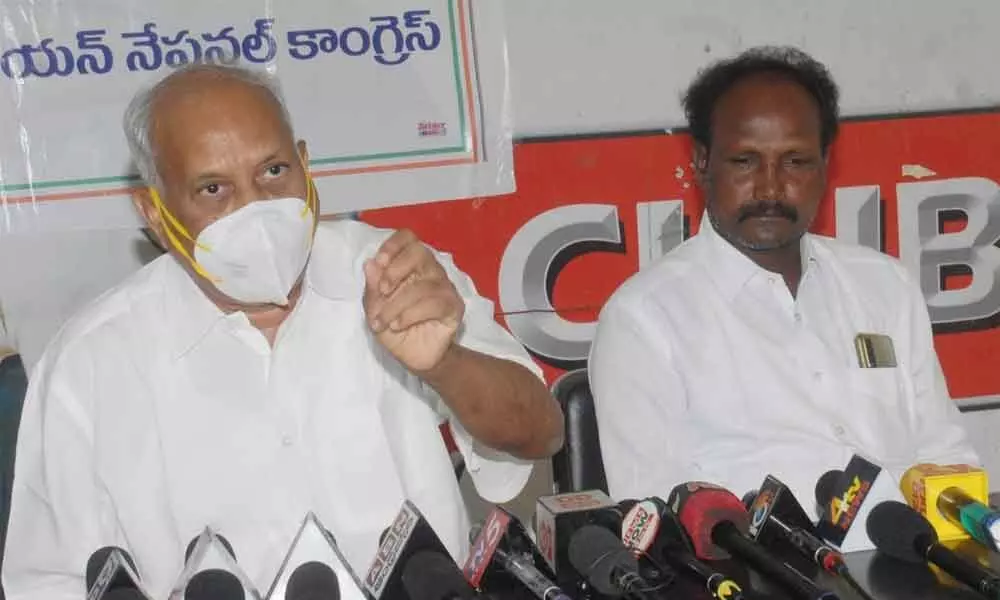 Former Union Minister Dr Chinta Mohan speaking at a press meet in Ongole on Thursday