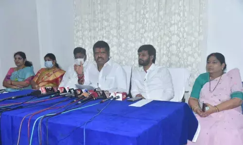 Tourism Minister M Srinivasa Rao addressing the media in Visakhapatnam on Saturday