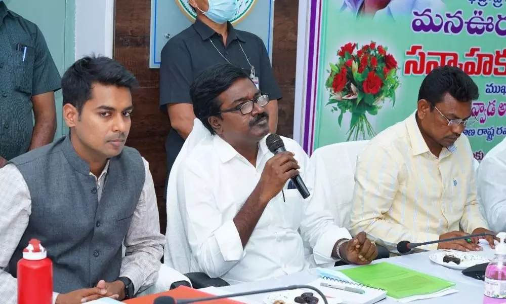 Transport Minister Puvvada Ajay Kumar speaking in a review meeting in Kothagudem on Sunday