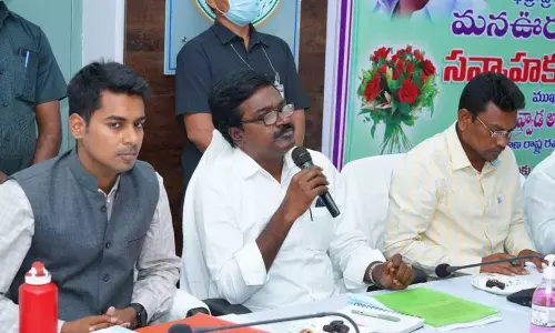 Transport Minister Puvvada Ajay Kumar speaking in a review meeting in Kothagudem on Sunday