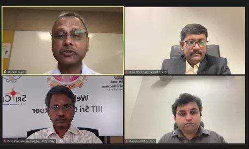 Chairman of IIIT Sri City Balasubramaniam, Director Dr G Kannabiran and others participating in the workshop organised by IIIT Sri City on Monday.