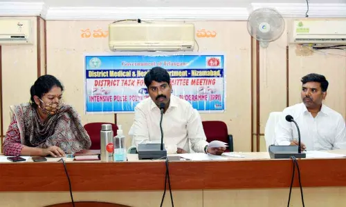 Collector C Narayana Reddy reviewing arrangements for the pulse polio vaccination drive in Nizamabad  on Monday