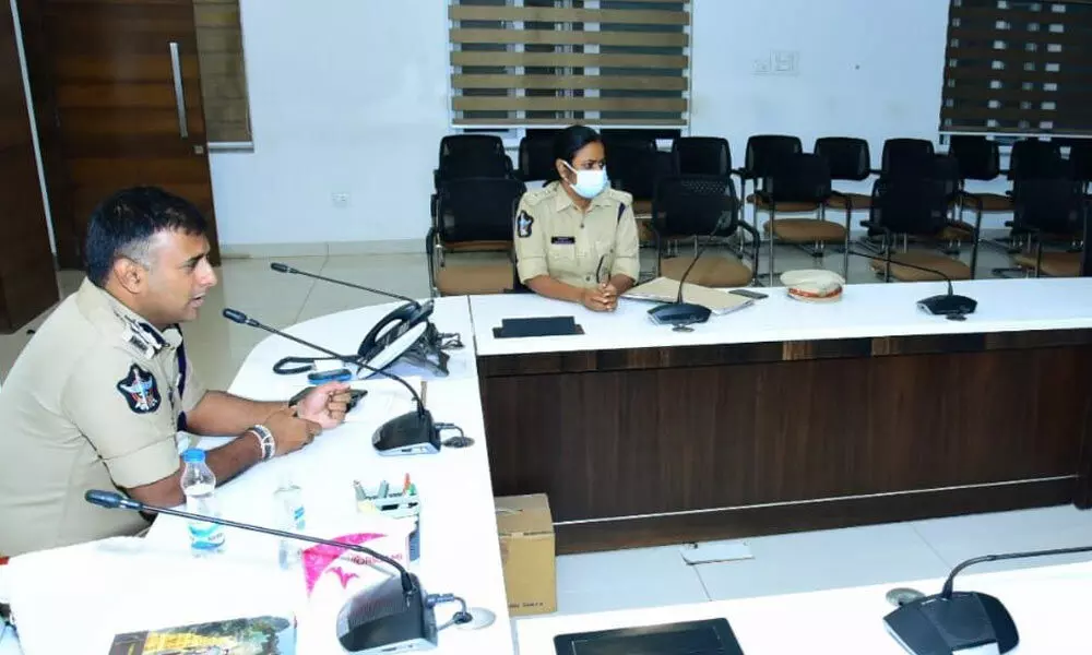 Commissioner of Police Kanti Rana Tata at a virtual meeting in Vijayawada on Wednesday