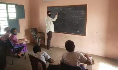 Students learning new words as a part of ‘learn a word a day’ in a classroom in Visakhapatnam.