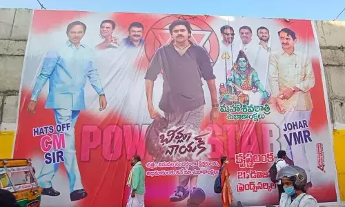 Pawan Kalyan fans in AP put up flexes thanking CM KCR on Bheemla Nayak benefit show